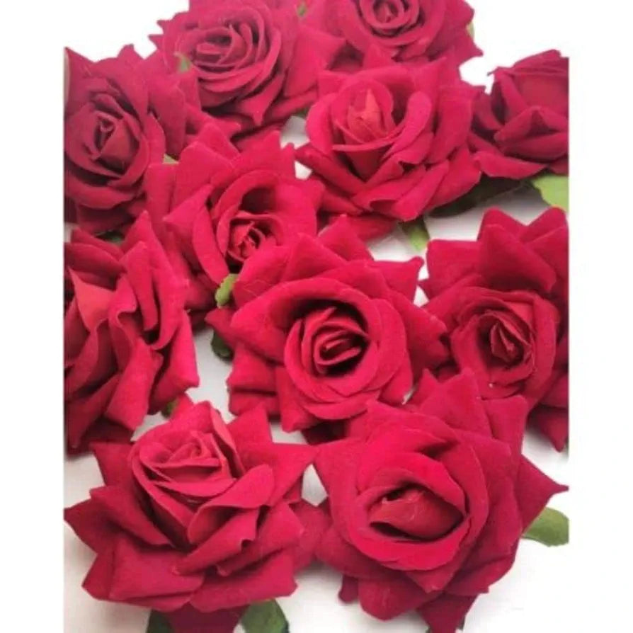 SATYAM KRAFT 12 Pcs Artificial Velvet Rose Flowers | Fake Floral Decoration for Ganesh chaturthi, Home, Janmashtami,DIY Craft, Room Decor, Festival & Gift Items